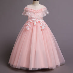 Kid Girl Princess Fashionable Pompous Gauze Flower Wedding Piano Dresses