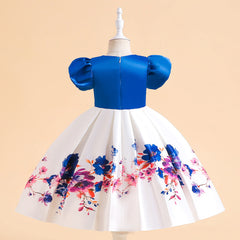 Kid Girl Short Sleeve Printed Piano Pengpeng Princess Flower Dress
