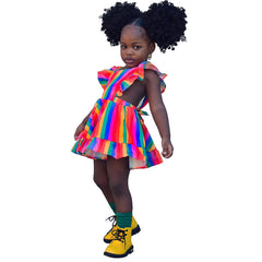 Kid Baby Girls Spring Sleeveless Rainbow Beach Dress