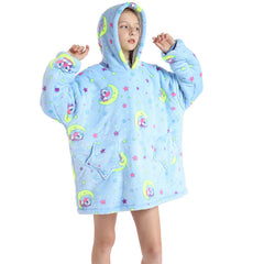 Kid Girl Cloak Blanket Lamb Fleece Solid Color Lazy Blanket Pajamas