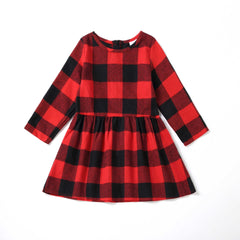 Family Matching Mother Daughter Plaid Christmas Autumn Dress