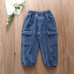 Spring Autumn Kids Baby Boys Trousers Jeans Casual Loose Denim Pants