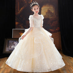 Kid Girl Princess Autumn Show Flower Poncho Dresses