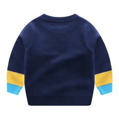 Kid Baby Boy Round Neck Cotton Dog Car Sweater