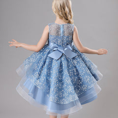 Kid Girl Princess Fluffy Yarn Trail Catwalk Piano Performance Dress