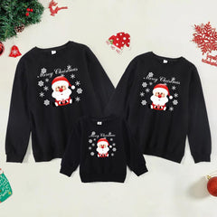 Family Matching Thermal Cute Cartoon Christmas Snowflake Print Sweatshirt