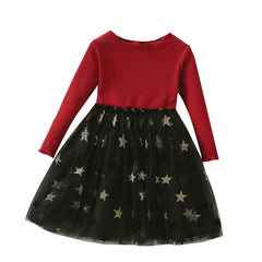 Kid Baby Girls Long Sleeve Winter Casual Star Birthday Dresses