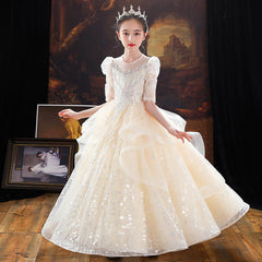 Kid Girl Princess Autumn Show Flower Poncho Dresses