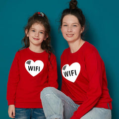 Family Matching WIFI Printed Cartoon Valentine's Day Sweatshirts