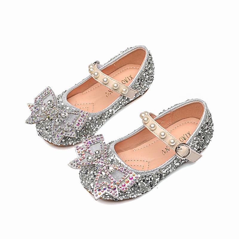 Girl Pearl Rhinestone Bow Shoes