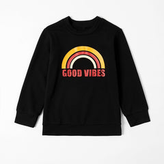 Family Matching Solid Color Rainbow Letter Print Sweatshirt