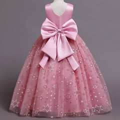 Kid Girl Fluffy Gauze Banquet Princess Piano Performance Evening Dress