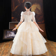 Kid Girl Princess Autumn Show Flower Poncho Dresses