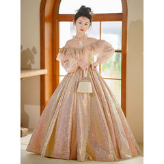Kid Girl Princess Luxury Birthday Hosts Piano Performance Dresses