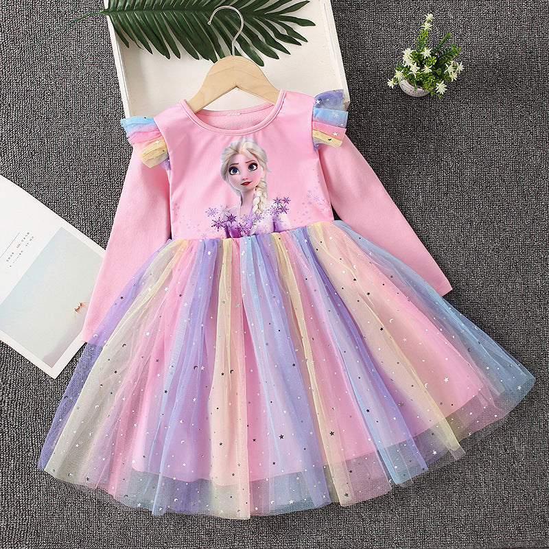 Kid Girl Frozen Princess Short Sleeve Dresses