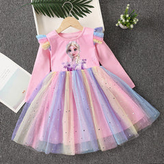 Kid Girl Frozen Princess Short Sleeve Dresses