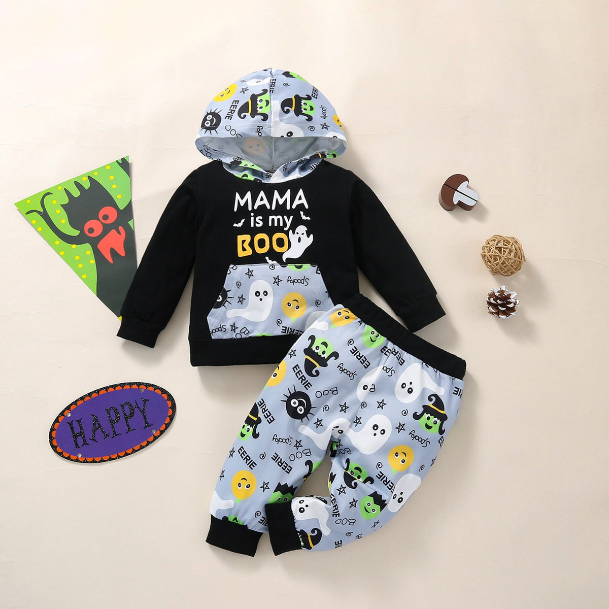 6M-4T Toddler Baby Pumpkin Print Halloween 2 Pcs Sets