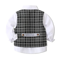 Kid Baby Boy Gentlemen Suit Plaid Party 3 Pcs Sets