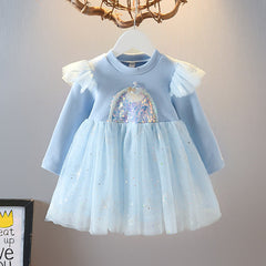 6M-5Y Girl Boutique Autumn Winter Fluffy Casual Dress