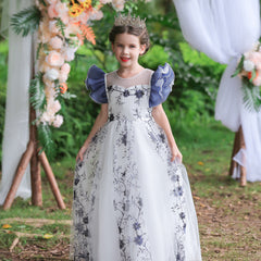 Kid Girl Embroidered Princess Lace Trendy Host Show Dresses