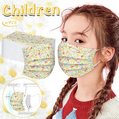 Kid Disposable Pricked Fresh Flowers Printing Mask 10 Pcs