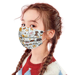 Kid Disposable Cute Pet Small Animal Series Spiny Printing Mask 10 Pcs