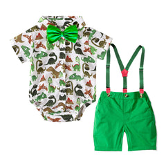 Baby Boy Suit Gentleman Short Sleeve Hake Shorts Bow 2 Pcs Sets