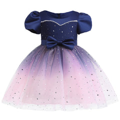 Kid Baby Girls Summer Frozen Princess Sequins Mesh Pompous Dresses