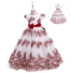 Kid Girl Evening Long Wedding Dress Performance Host Birthday Princess Dresses