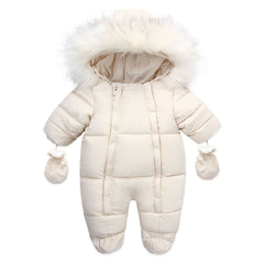 Baby Girl Boy Thermal Set Romper Winter Warm Cotton Jumpsuit Solid Color
