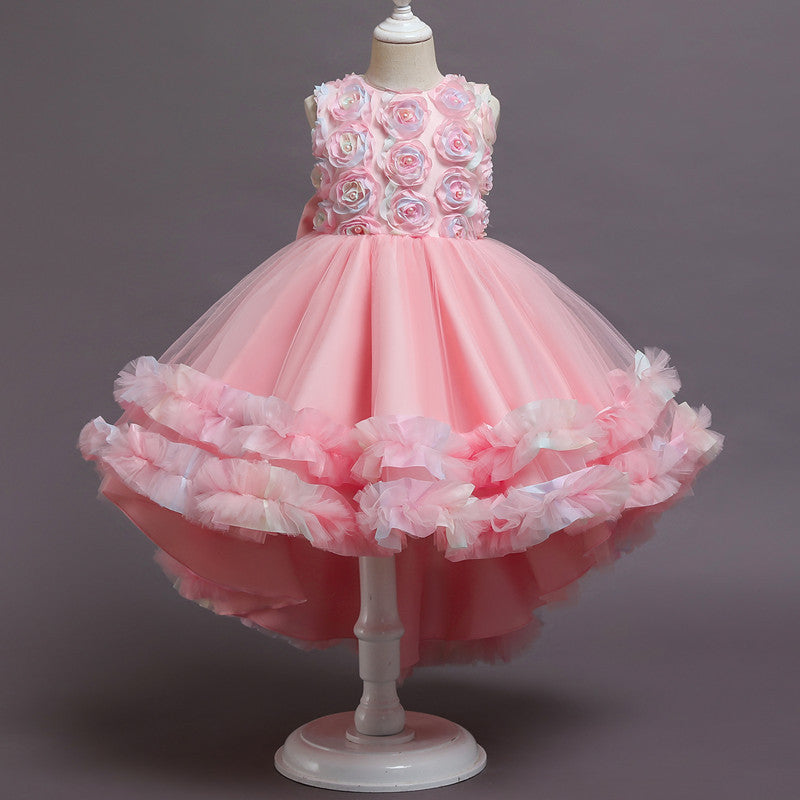 Kid Girl Princess Drag Party Birthday Cake Mesh Dresses