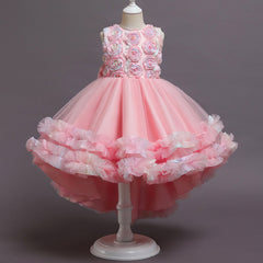Kid Girl Princess Drag Party Birthday Cake Mesh Dresses