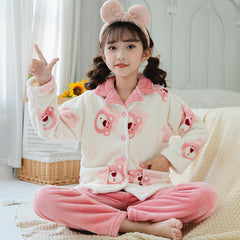 Kid Baby Boy Flannel Loungewear Autumn Winter Pajamas