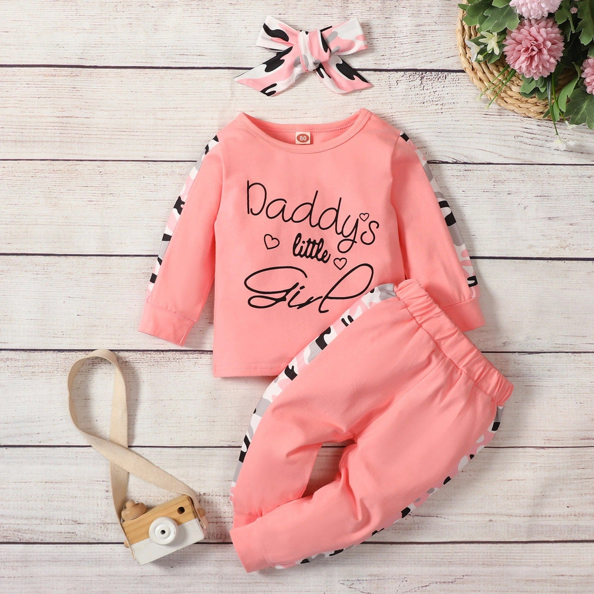 Baby Boy Girl Solid Monogrammed Long Sleeved Leopard Mosaic 2 Pcs Sets