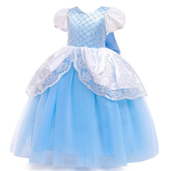 Kid Girl Princess Mesh Cinderella Bubble Sleeves Dress