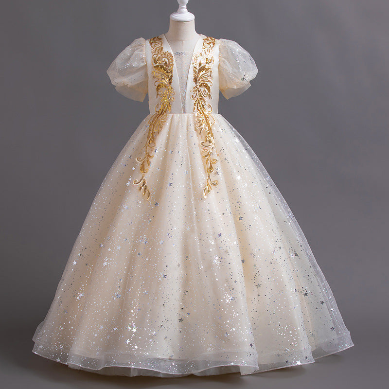 Kid Girl Fluffy European American Princess Banquet Piano Performance Dresses