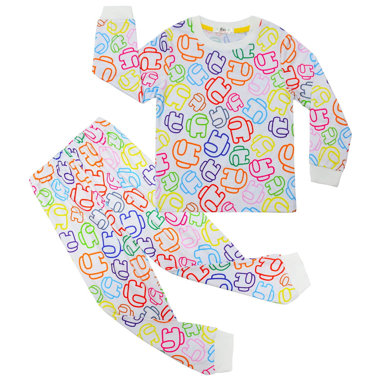 Kid Boy Girl Home Fluorescent Color Suit Long Sleeve Pajamas