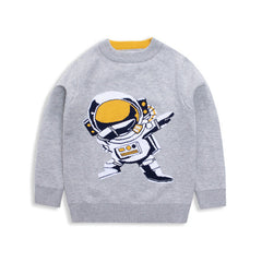 Kid Baby Boy Cartoon Bottoming Round Neck Sweater