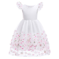 Kid Baby Girls Summer Embroidery Mesh Flower Princess Dresses