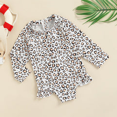 Kid Girl Bathing Suit Leopard Print Bathing Beach Romper Swimsuits