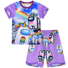 Kid Boy Space Werewolf Kills Among Us Suit Short-sleeved Pajamas