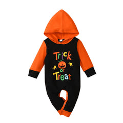 Halloween Baby Costume Long Sleeve Hooded Letter Print Rompers