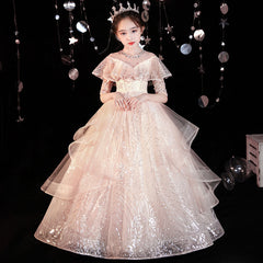 Kid Girl Princess Fluffy Yarn Formal Dresses