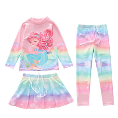 Kid Girl Split Sun Protection Long Sleeved Swimsuit