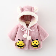 Baby Girl Cartoon Bee Wool Cape Coats