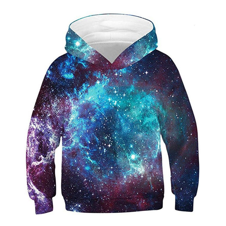 Kid Boy Animation Star Sky Digital 3D Graphic Hoodie
