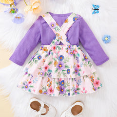 Baby Girl Autumn Korean Wrap Fart Suits 2 Pcs Sets