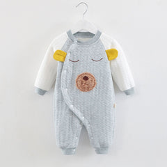 Baby Autumn Winter Cotton Three-layer Warm One-piece Thickened Rompers