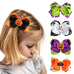 Kid Baby Bow-knot Side Clip Pumpkin Ghost Hairpin