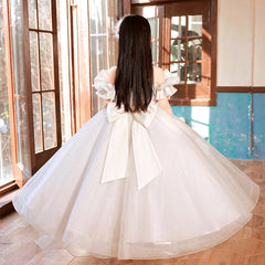 Kid Girl  Princess Dress Fluffy Host Piano Performance Dress